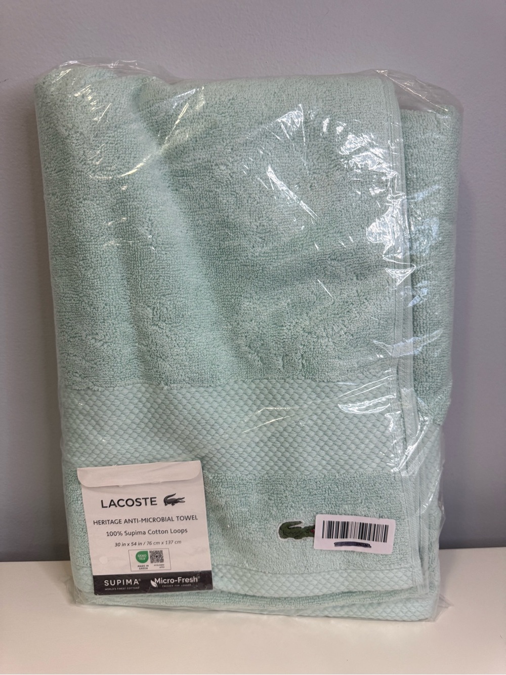 Lacoste Mint Green Cotton Bath Towel
